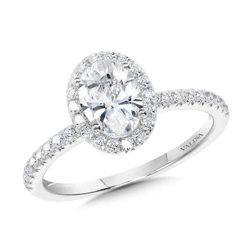 Classic Straight Oval Halo Engagement Ring — R1150W-SR