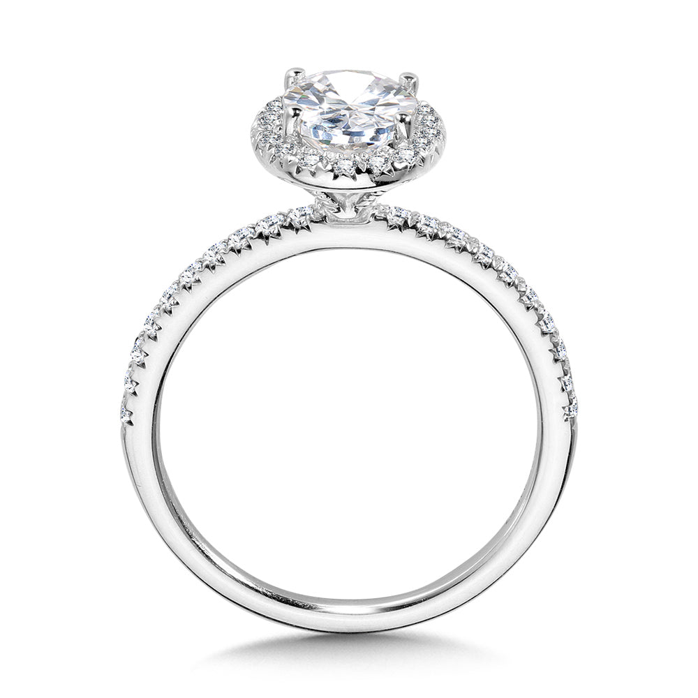 Classic Straight Oval Halo Engagement Ring — R1150W-SR
