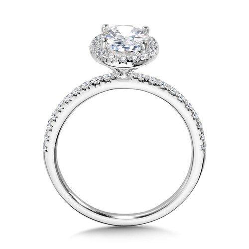 Classic Straight Oval Halo Engagement Ring — R1150W-SR