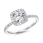 Classic Straight Cushion-Shaped Halo Engagement Ring — R1151W-SR