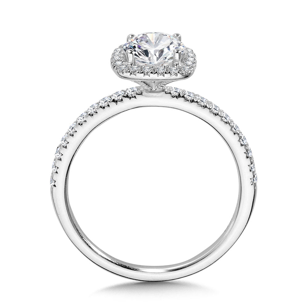 Classic Straight Cushion-Shaped Halo Engagement Ring — R1151W-SR