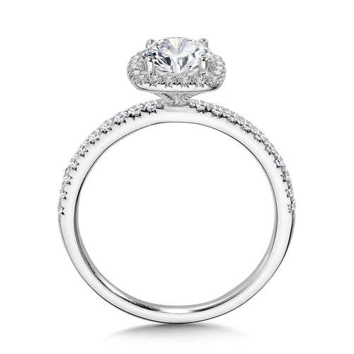Classic Straight Cushion-Shaped Halo Engagement Ring — R1151W-SR