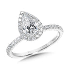 Classic Straight Pear-Shaped Halo Engagement Ring — R1152W-SR