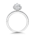 Classic Straight Pear-Shaped Halo Engagement Ring — R1152W-SR