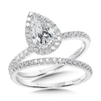 Classic Straight Pear-Shaped Halo Engagement Ring — R1152W-SR