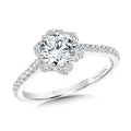 Straight Floral Halo Engagement Ring — R1153W-SR