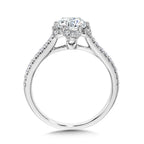 Straight Floral Halo Engagement Ring — R1153W-SR