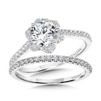 Straight Floral Halo Engagement Ring — R1153W-SR