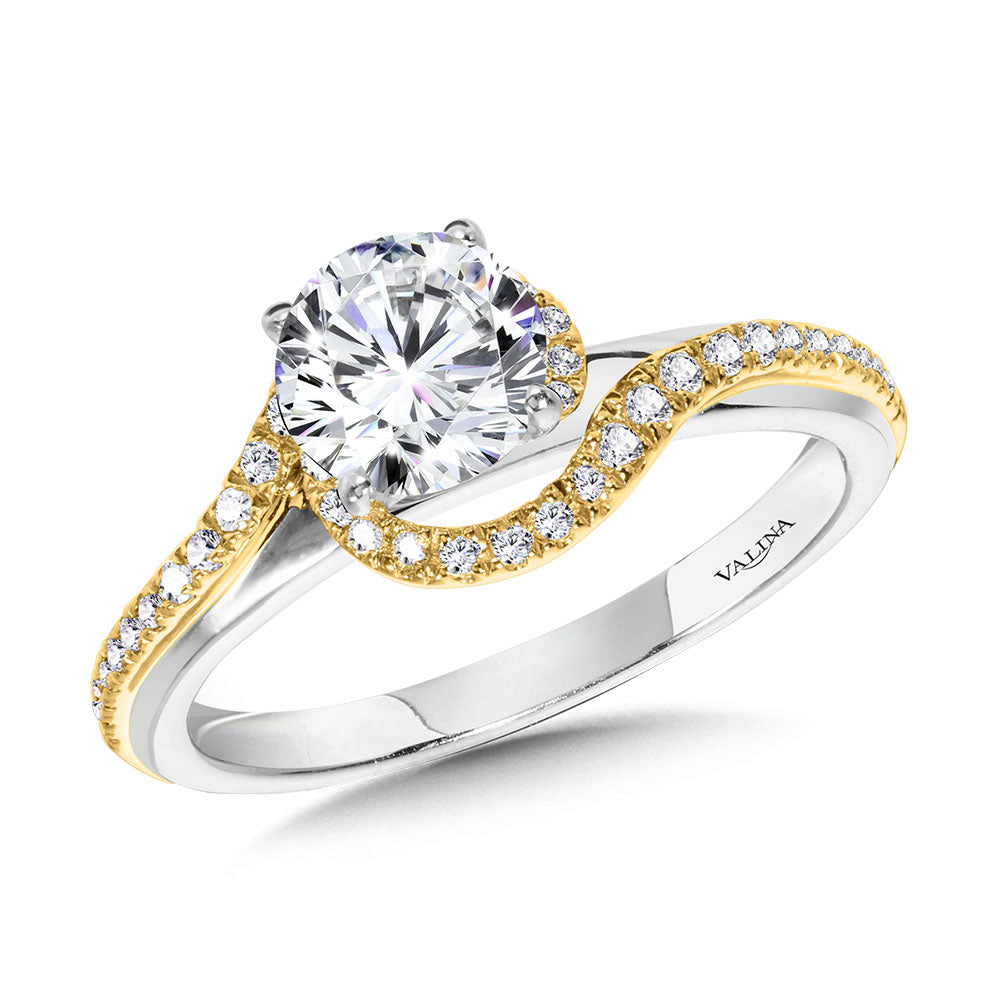 Bypass Spiral Two-Tone Engagement Ring — R1154WY-SR