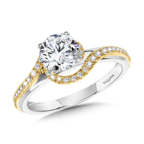 Bypass Spiral Two-Tone Engagement Ring — R1154WY-SR