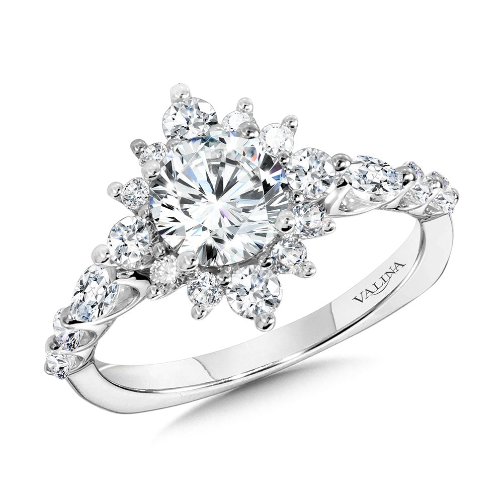 Statement Star Halo Diamond Engagement Ring — R1155W