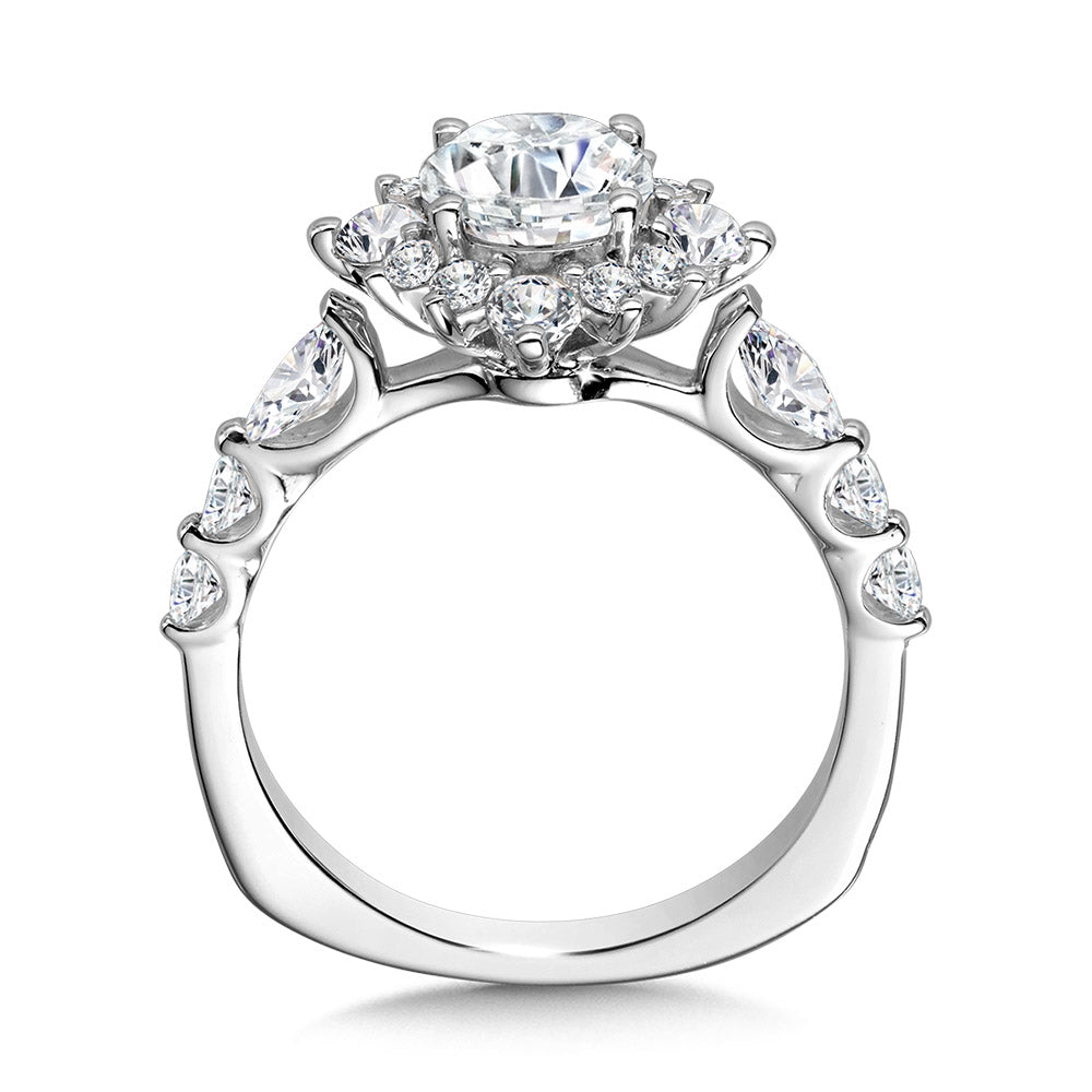 Statement Star Halo Diamond Engagement Ring — R1155W