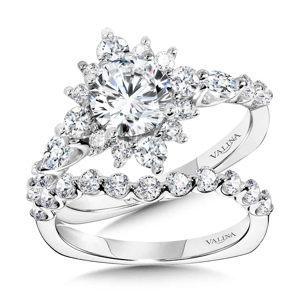 Statement Star Halo Diamond Engagement Ring — R1155W