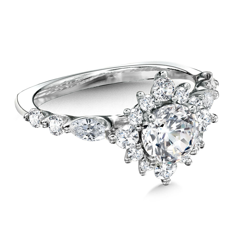 Statement Star Halo Diamond Engagement Ring — R1155W