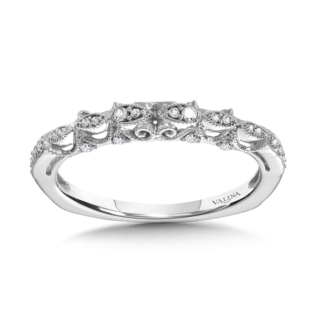 Vintage Milgrain & Filigree Accented Diamond Wedding Band — R1156BW