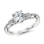 Vintage Milgrain & Filigree Accented Diamond Engagement Ring — R1156W