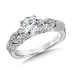 Vintage Milgrain & Filigree Accented Diamond Engagement Ring — R1158W