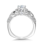 Vintage Milgrain & Filigree Accented Diamond Engagement Ring — R1158W