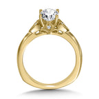 Vintage Milgrain-Beaded Straight Oval Engagement Ring — R1160Y