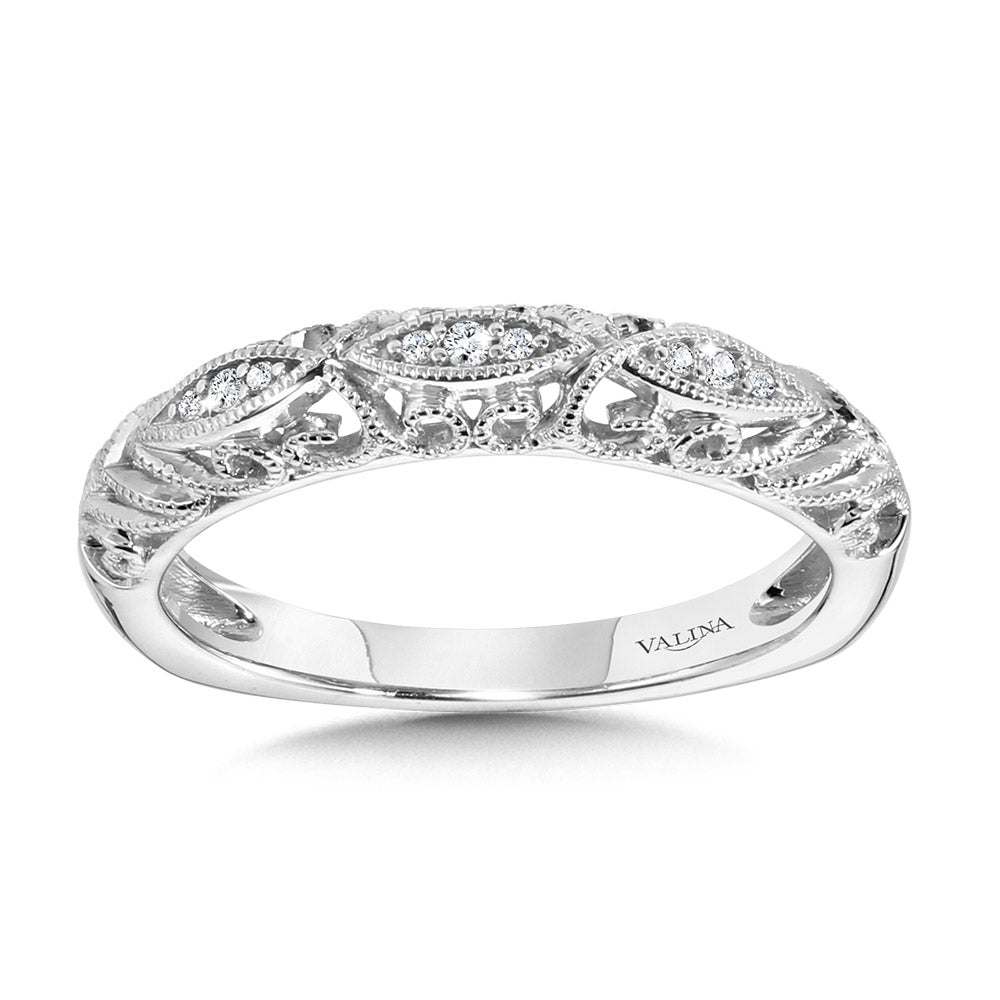 Vintage Milgrain & Filigree Accented Diamond Wedding Band — R1163BW