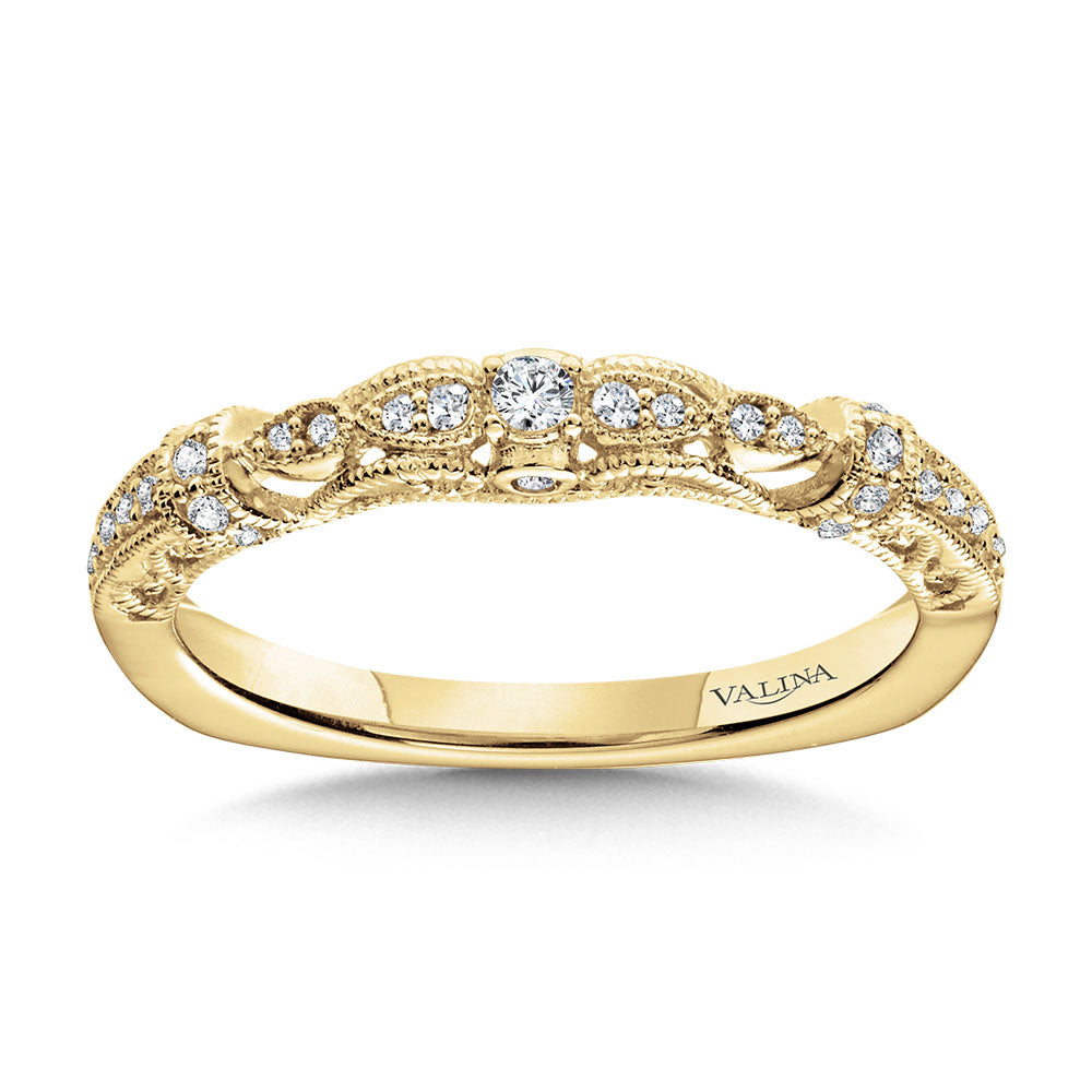 Vintage Milgrain & Filigree Accented Diamond Wedding Band — R1165BY
