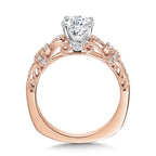 Vintage Milgrain & Filigree Accented Diamond Engagement Ring — R1165P