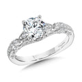 Vintage Milgrain & Filigree Accented Diamond Engagement Ring — R1165W