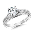 Vintage Milgrain & Filigree Accented Graduating Diamond Engagement Ring — R1166W