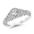 Vintage Milgrain & Filigree Accented Halo Engagement Ring — R1168W
