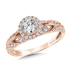 Vintage Milgrain & Filigree Accented Halo Engagement Ring — R1170P