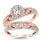 Vintage Milgrain & Filigree Accented Halo Engagement Ring — R1170P