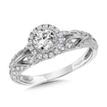 Vintage Milgrain & Filigree Accented Halo Engagement Ring — R1170W