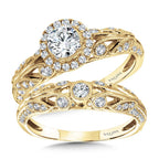Vintage Milgrain & Filigree Accented Halo Engagement Ring — R1170Y