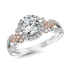 Dual-Tone Split Shank Halo Engagement Ring — R1172WP