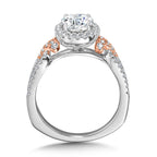 Dual-Tone Split Shank Halo Engagement Ring — R1172WP