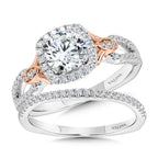 Dual-Tone Split Shank Cushion-Shaped Halo Engagement Ring — R1173WP