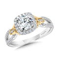 Dual-Tone Split Shank Cushion-Shaped Halo Engagement Ring — R1173WY