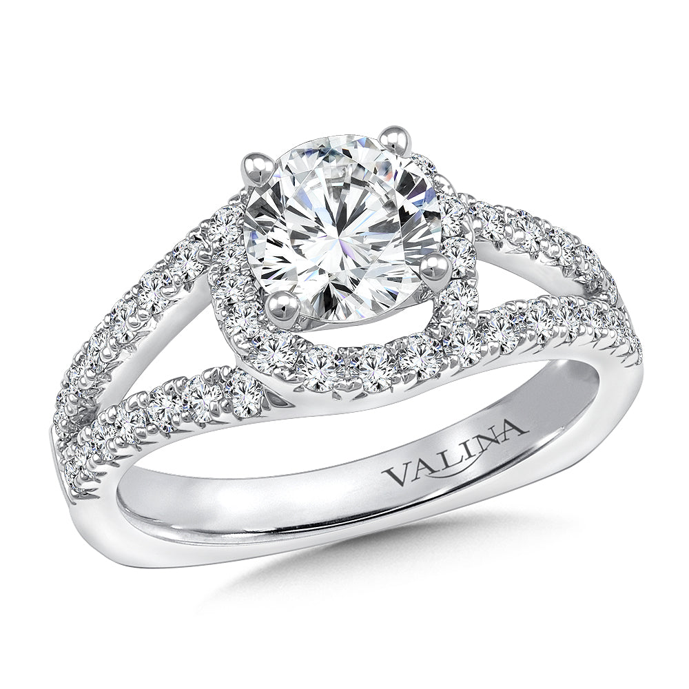Diamond Split Shank Style Engagement Ring — R142W