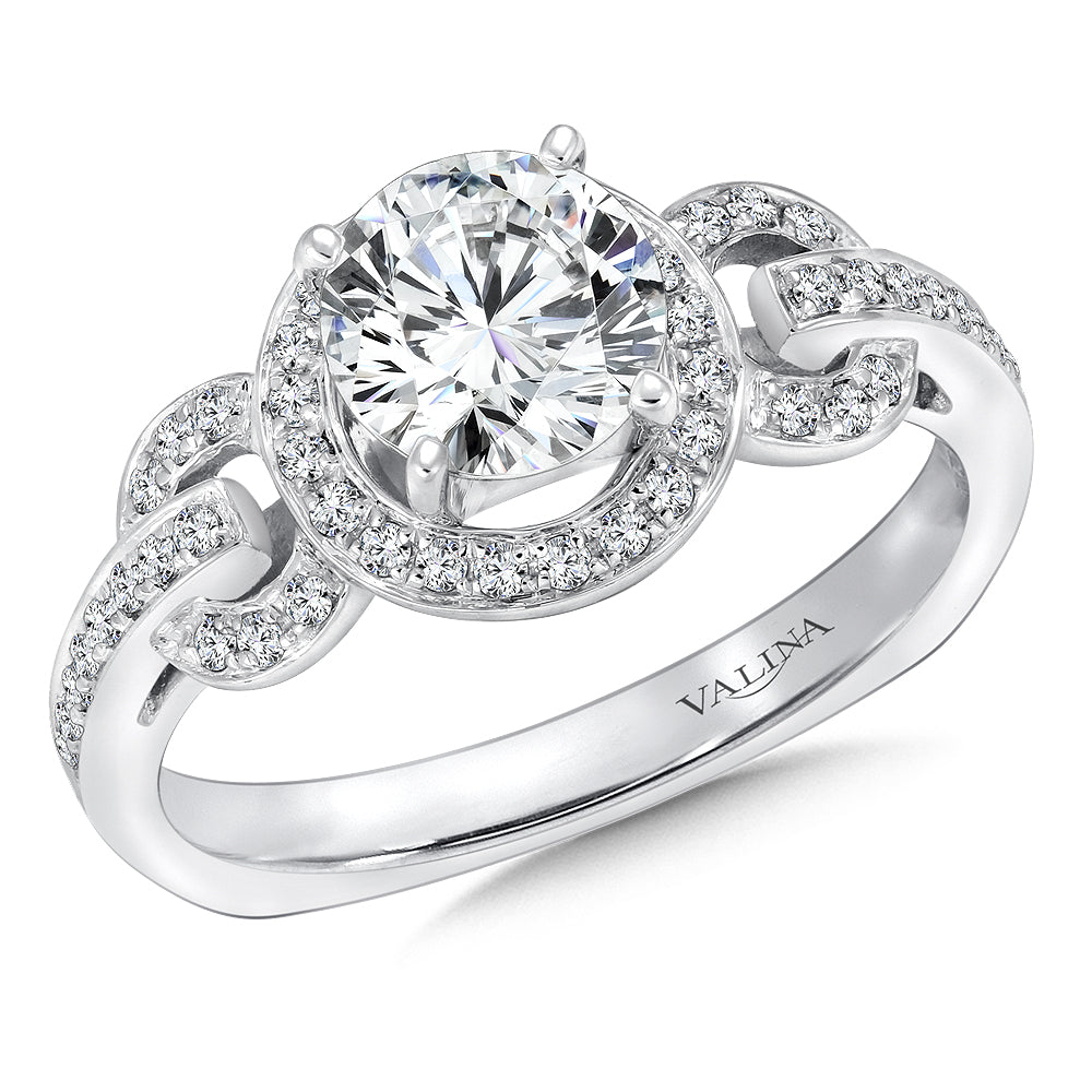 Chain-Loop Halo Diamond Engagement Ring — R146W