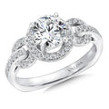 Chain-Loop Halo Diamond Engagement Ring — R146W