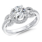 Chain-Loop Halo Diamond Engagement Ring — R146W