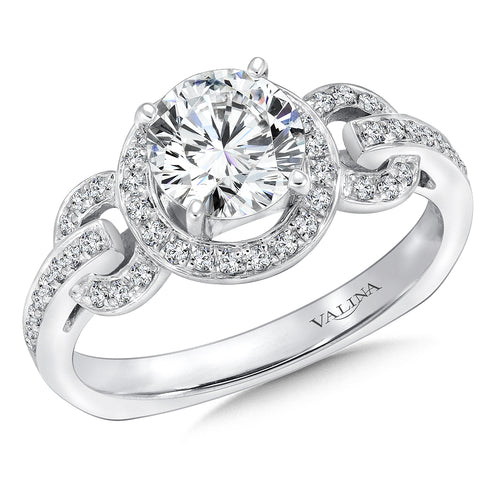 Chain-Loop Halo Diamond Engagement Ring — R146W