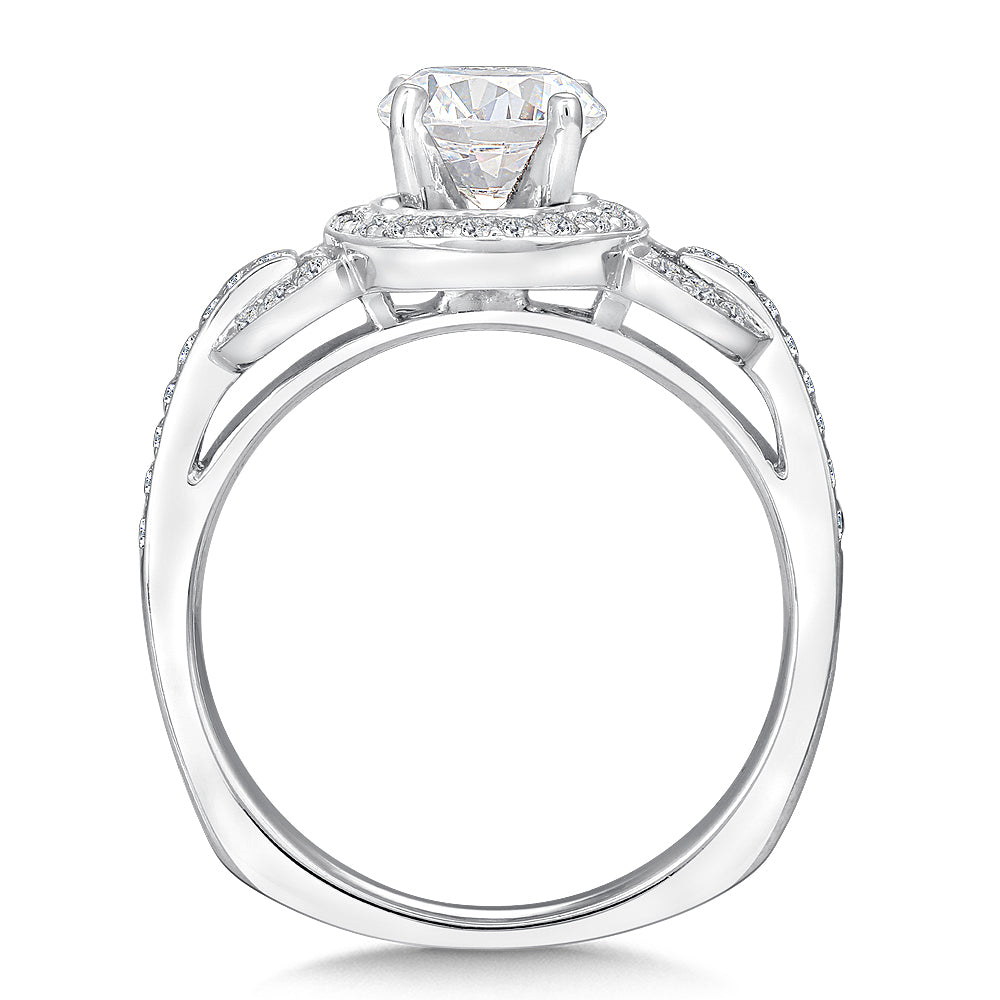 Chain-Loop Halo Diamond Engagement Ring — R146W