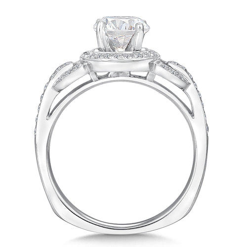 Chain-Loop Halo Diamond Engagement Ring — R146W