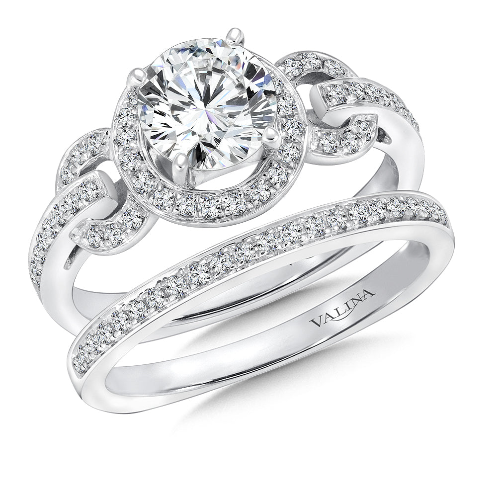 Chain-Loop Halo Diamond Engagement Ring — R146W