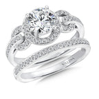 Chain-Loop Halo Diamond Engagement Ring — R146W