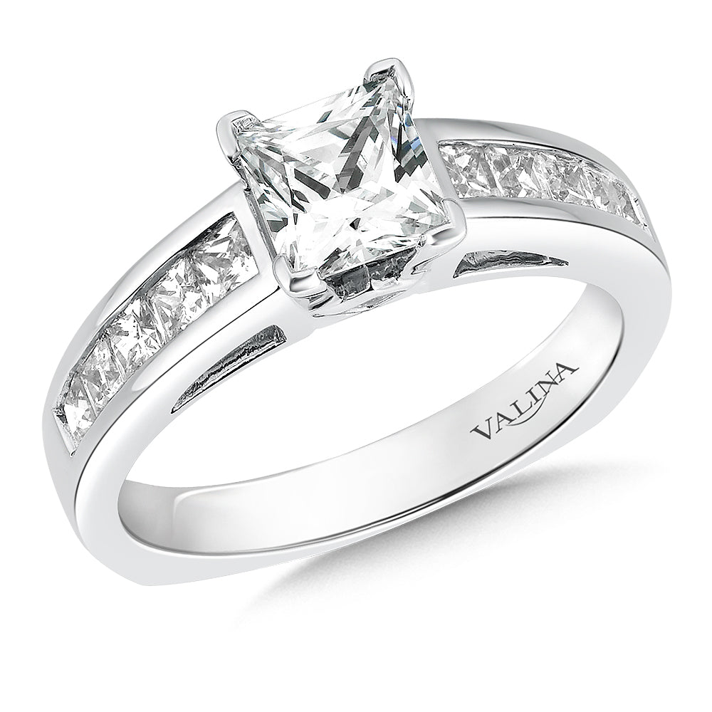 Diamond Engagement Ring with Side Stones — R153W