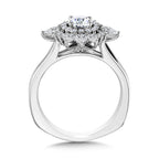Sun-Burst Split Shank Double Halo Diamond Engagement Ring — R2200W