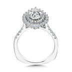Straight Pear-Cut Diamond & Statement Halo Engagement Ring — R2201W