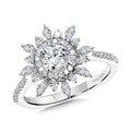 Floral Double Halo Diamond Engagement Ring — R2202W